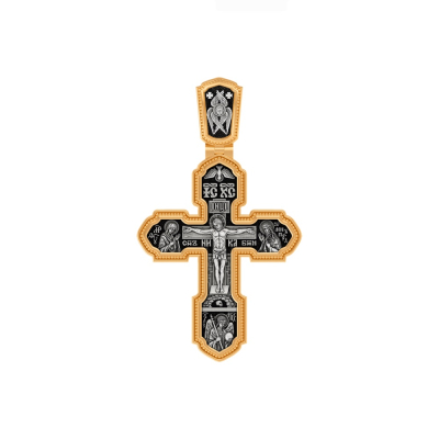 картинка Крест из серебра "Святые покровители" (42821) 