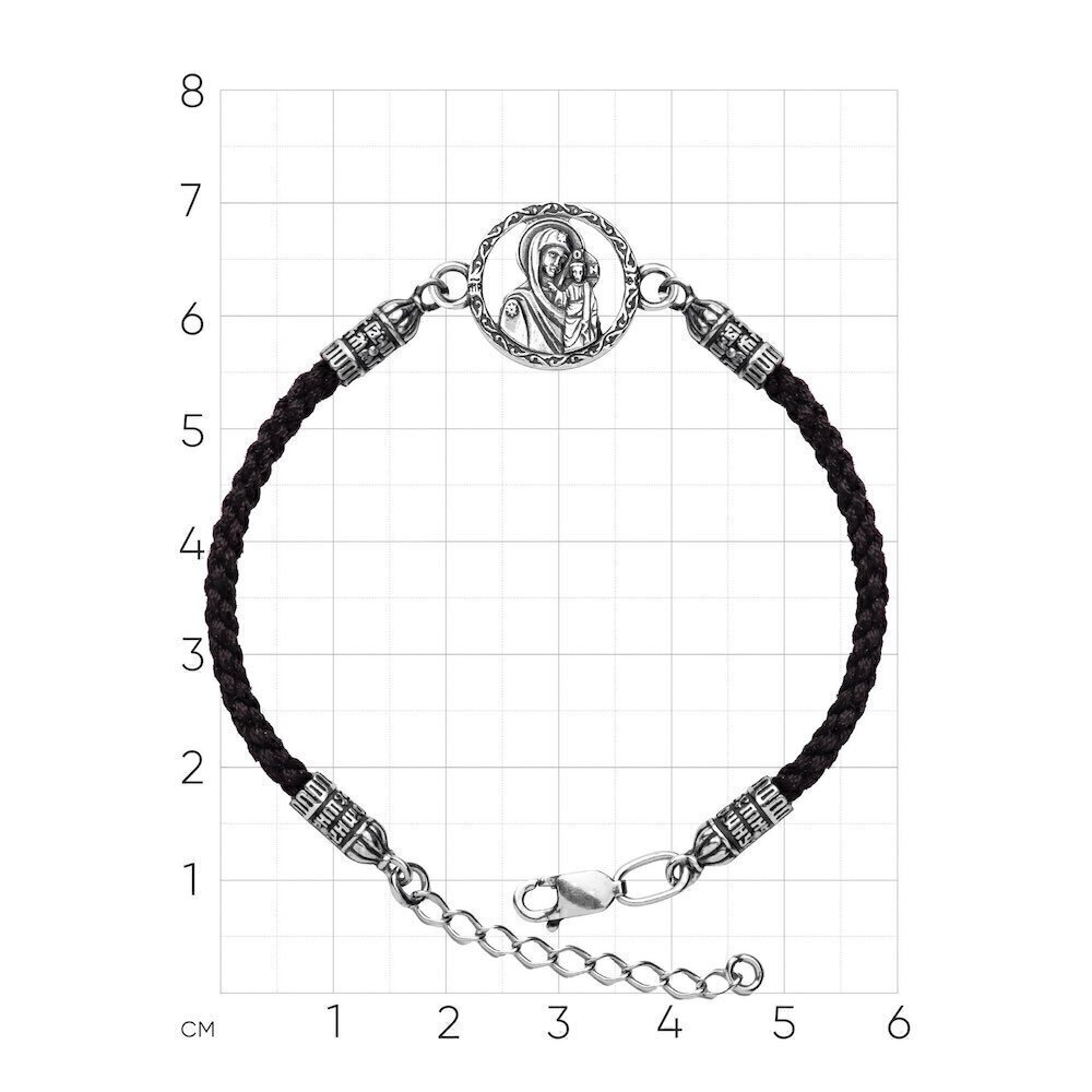 Купить Браслет из шнурка и серебра "Божия Матерь Казанская" (12430)