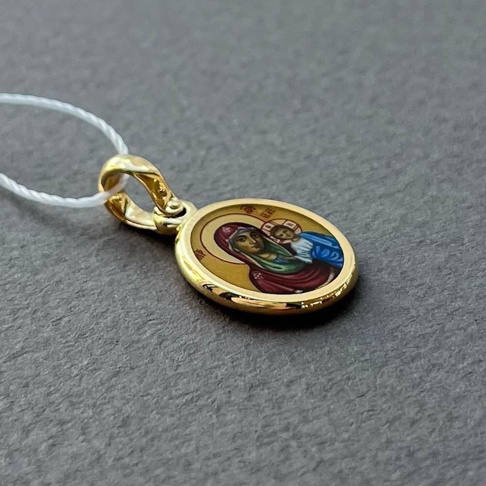 Купить Образ из желтого золота "Божия Матерь Казанская" с эмалью (51110)