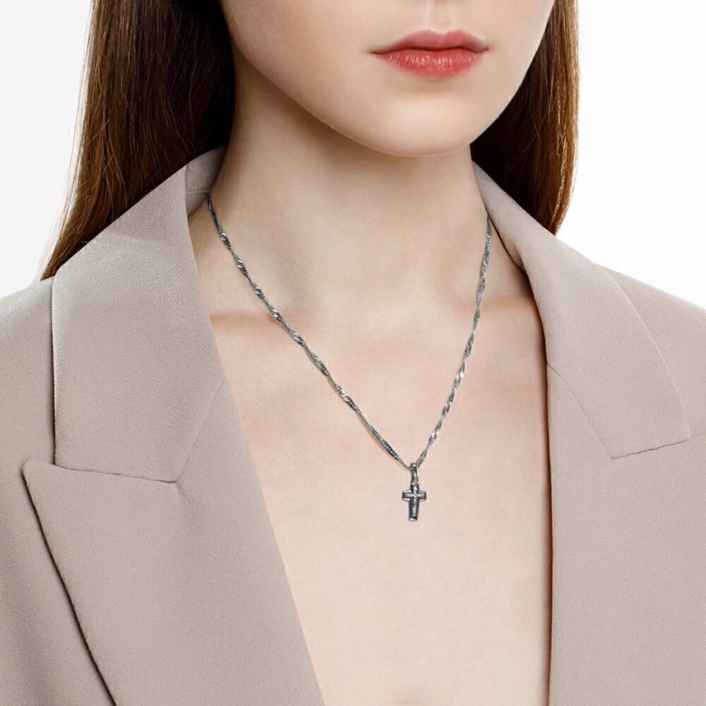 Купить Крест из белого золота "Спаси и Сохрани" (41553)