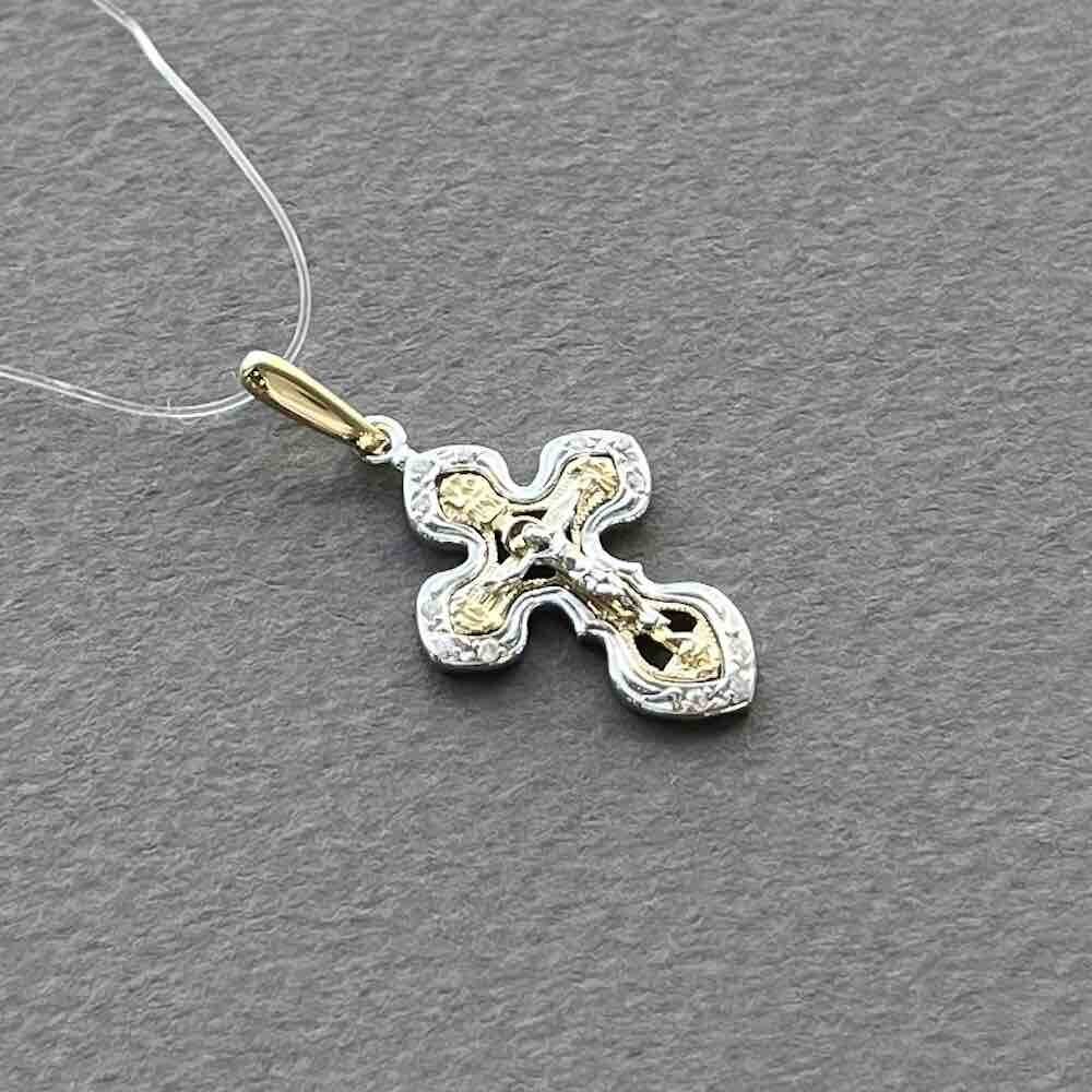 Купить Крест из желтого золота "Спаси и Сохрани" с бриллиантами (41533)