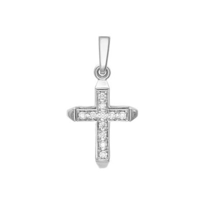 картинка Крест из белого золота "Спаси и Сохрани" с бриллиантами (41461) 