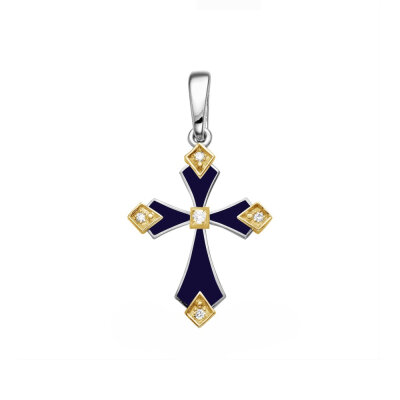 картинка Крест из серебра с эмалью и фианитами (42972) 