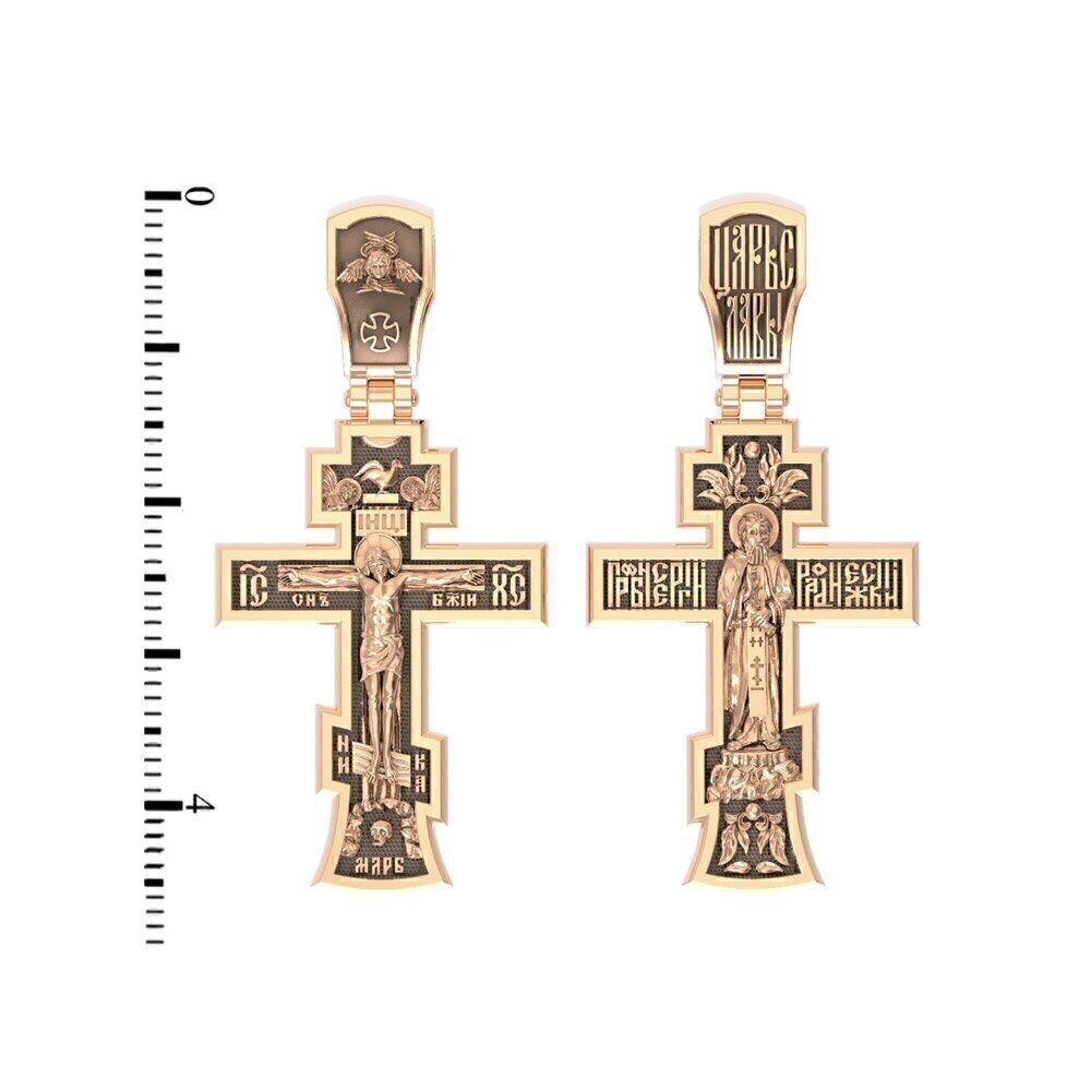 Купить Крест из красного золота "Святой Сергий Радонежский" (2217)