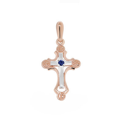 картинка Крест из серебра "Спаси и Сохрани" с фианитом (42779) 