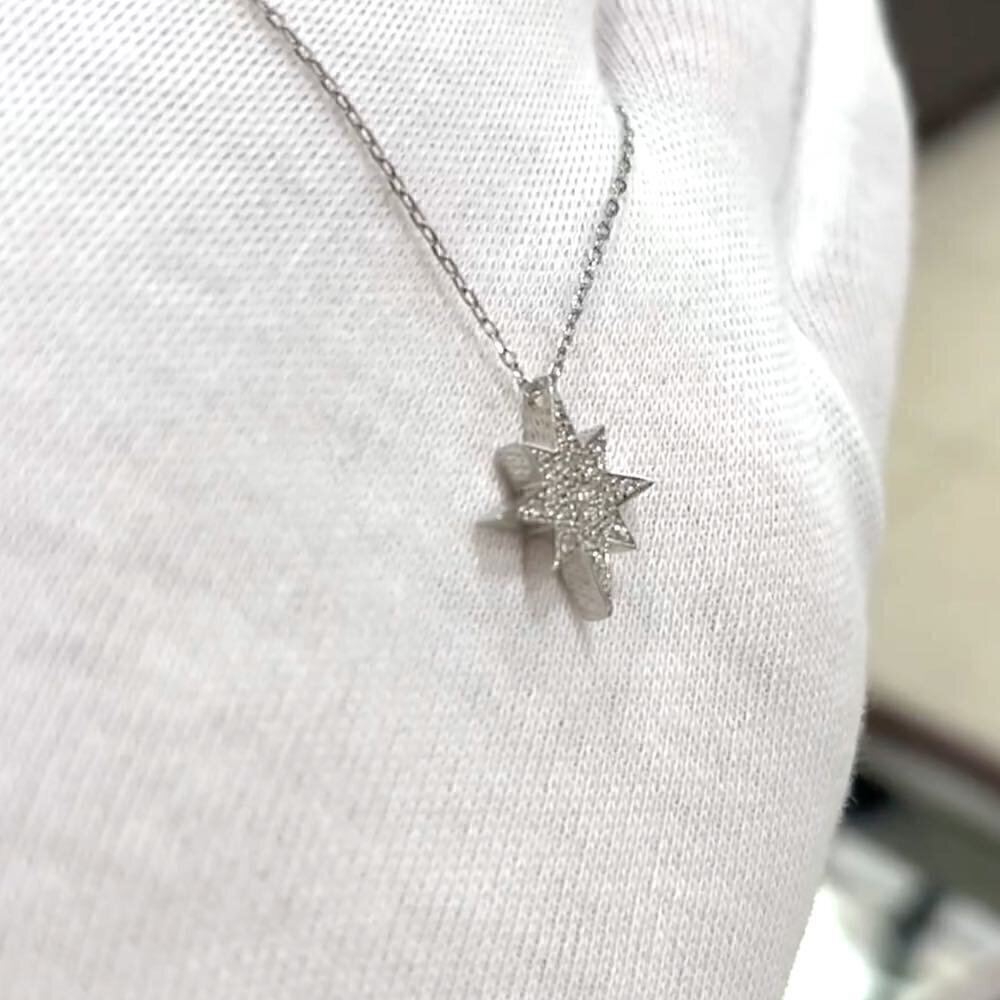 Купить Подвеска из белого золота "Вифлеемская звезда" с бриллиантами на цепочке (51074)