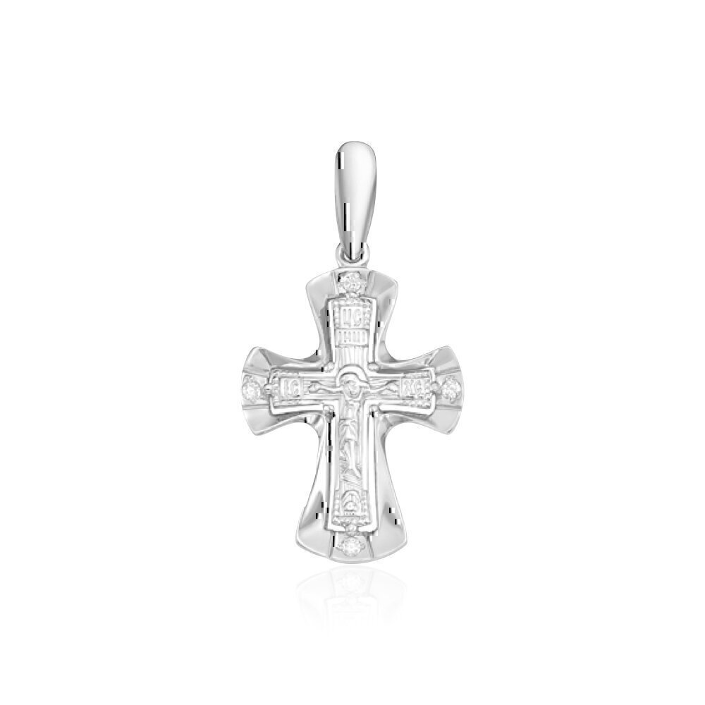 Купить Крест из белого золота с бриллиантом (24896)