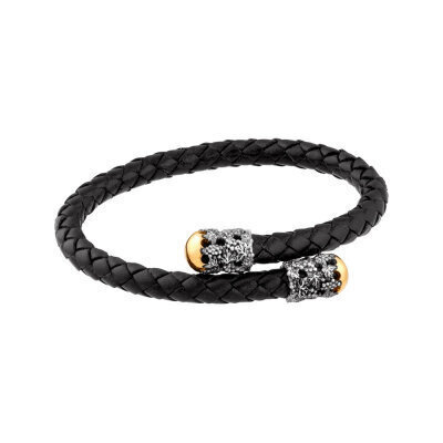 картинка Браслет из кожи и серебра "Виноградная лоза" (12326) 