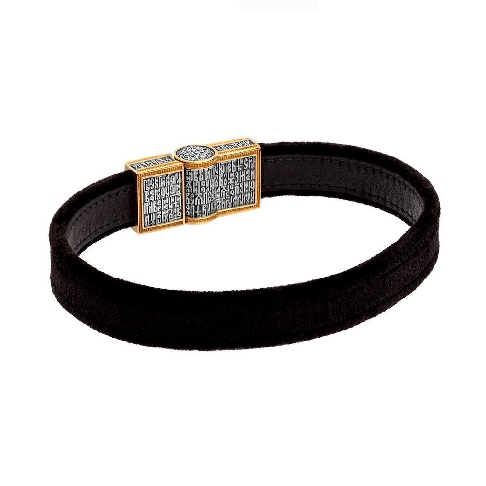 Купить Браслет из кожи и серебра "Материнская молитва" (12389)