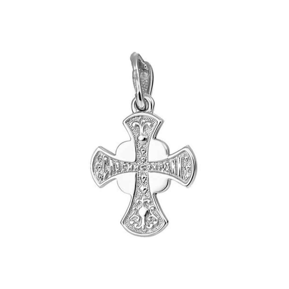 Купить Крест из серебра "Спаси и Сохрани" с бриллиантами (42769)
