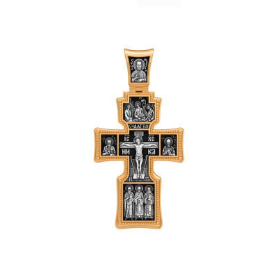 картинка Крест из серебра "Святые покровители" (42854) 