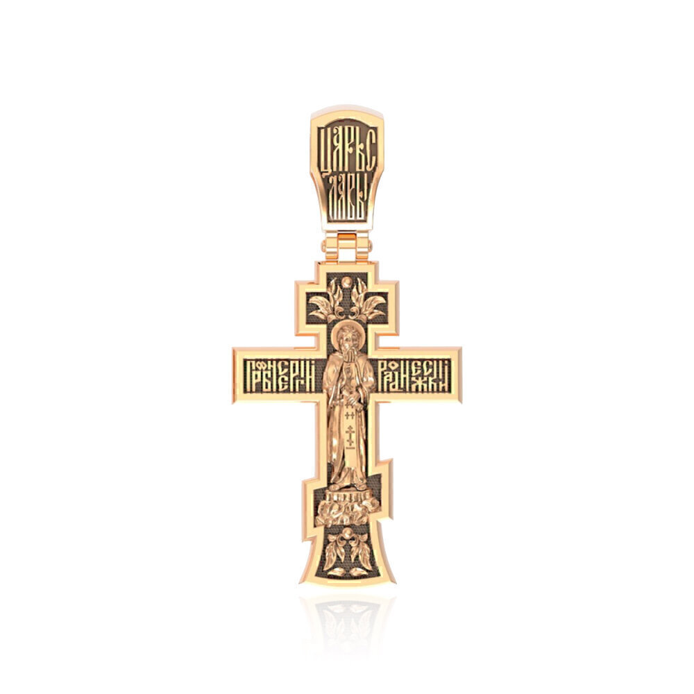 Купить Крест из красного золота "Святой Сергий Радонежский" (2217)