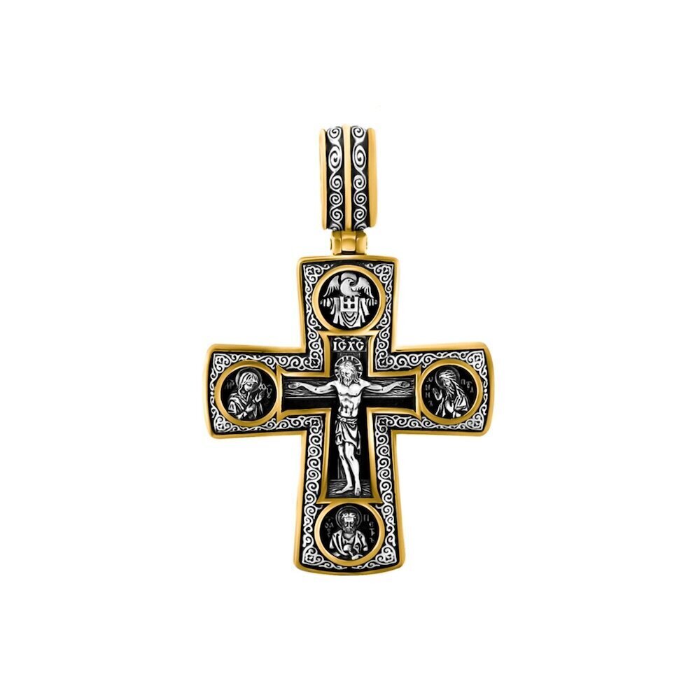 Купить Крест из серебра "Святые покровители" (42879)