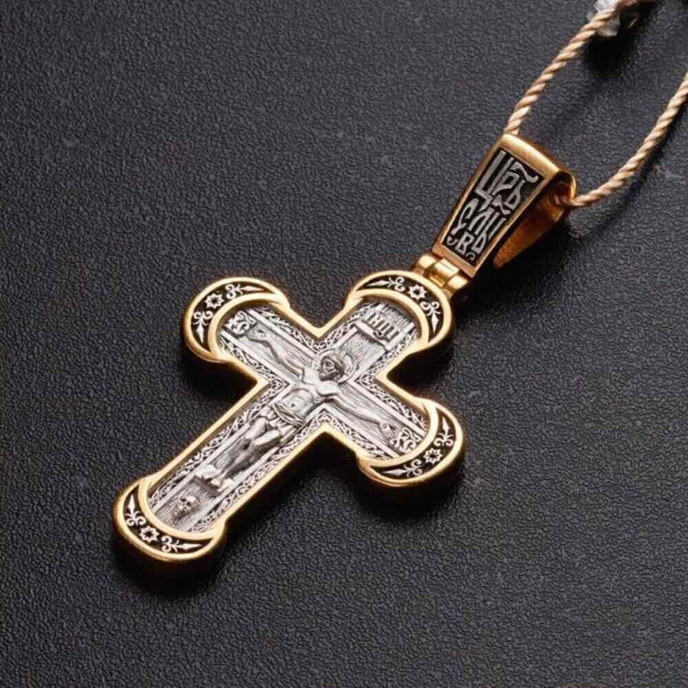 Купить Крест из серебра "Да воскреснет Бог" (42883)