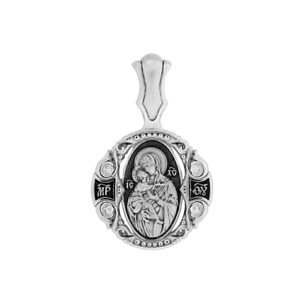 Купить Образ из серебра "Божия Матерь Владимирская" с фианитами (59355)