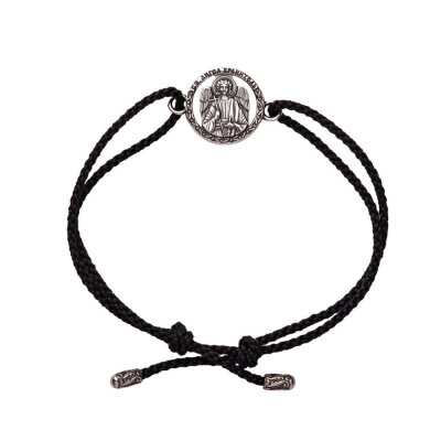 картинка Браслет из шнурка и серебра "Ангел Хранитель" (12266) 