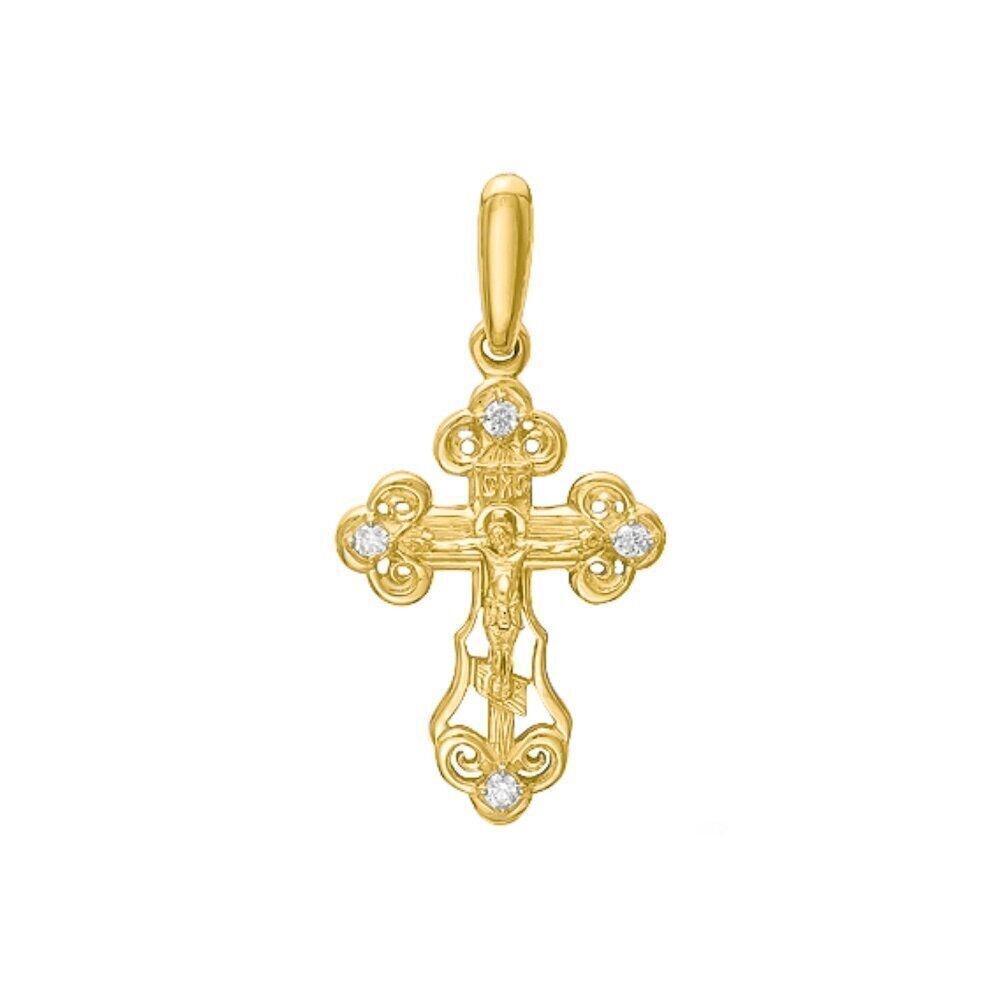 Купить Крест из желтого золота "Спаси и Сохрани" с бриллиантами (41408)