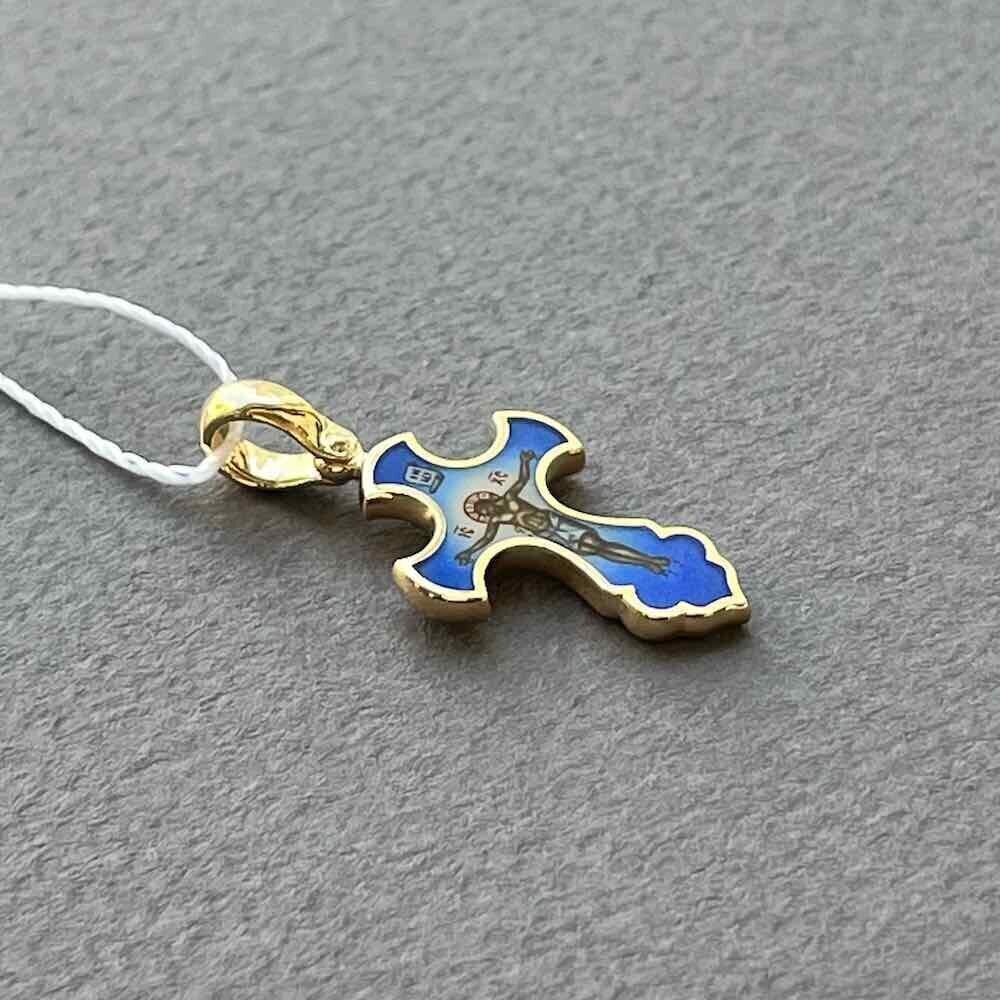 Купить Крест из желтого золота "Спаси и Сохрани" с эмалью (41541)