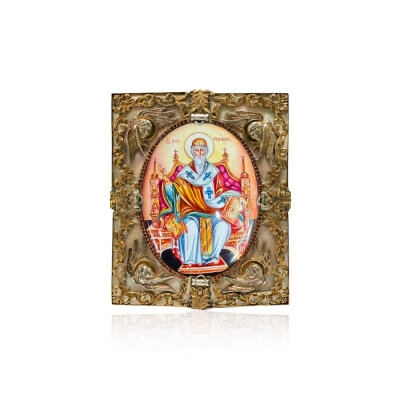 картинка Икона "Святой Спиридон Тримифунтский" эмаль финифть (20858) 