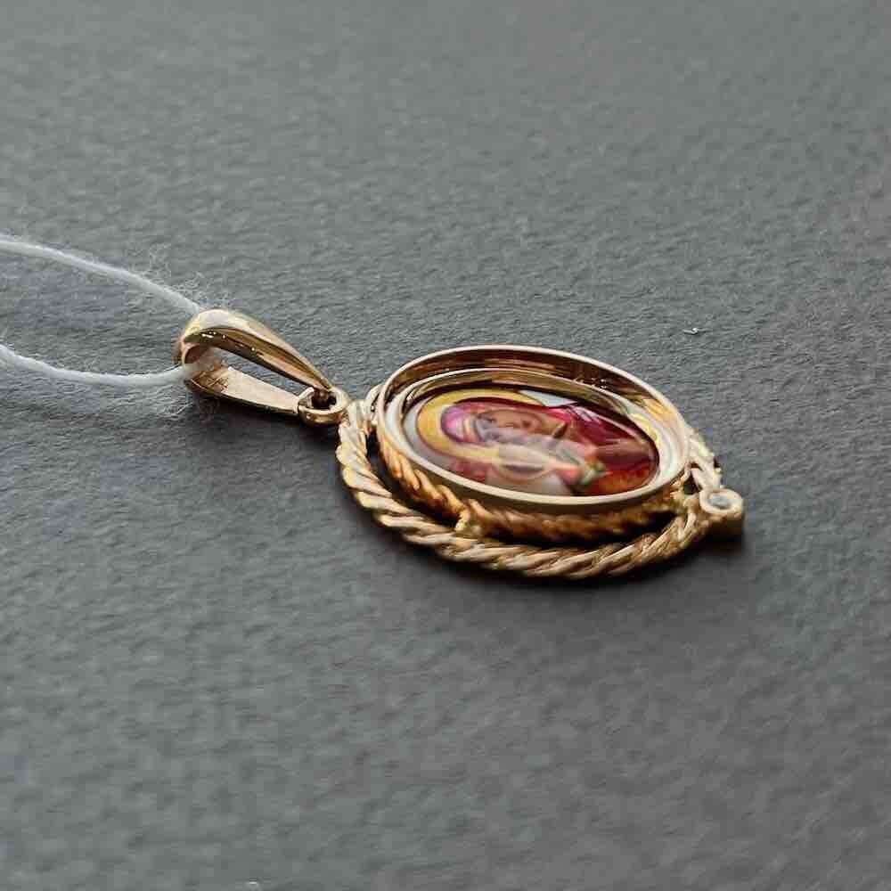 Купить Образ из красного золота "Божия Матерь Владимирская" с бриллиантом (51057)