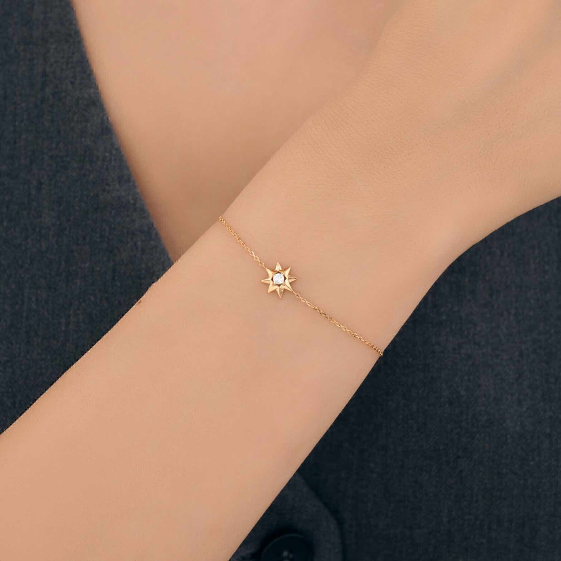 Купить Браслет из красного золота "Вифлеемская звезда" с фианитом (11012)