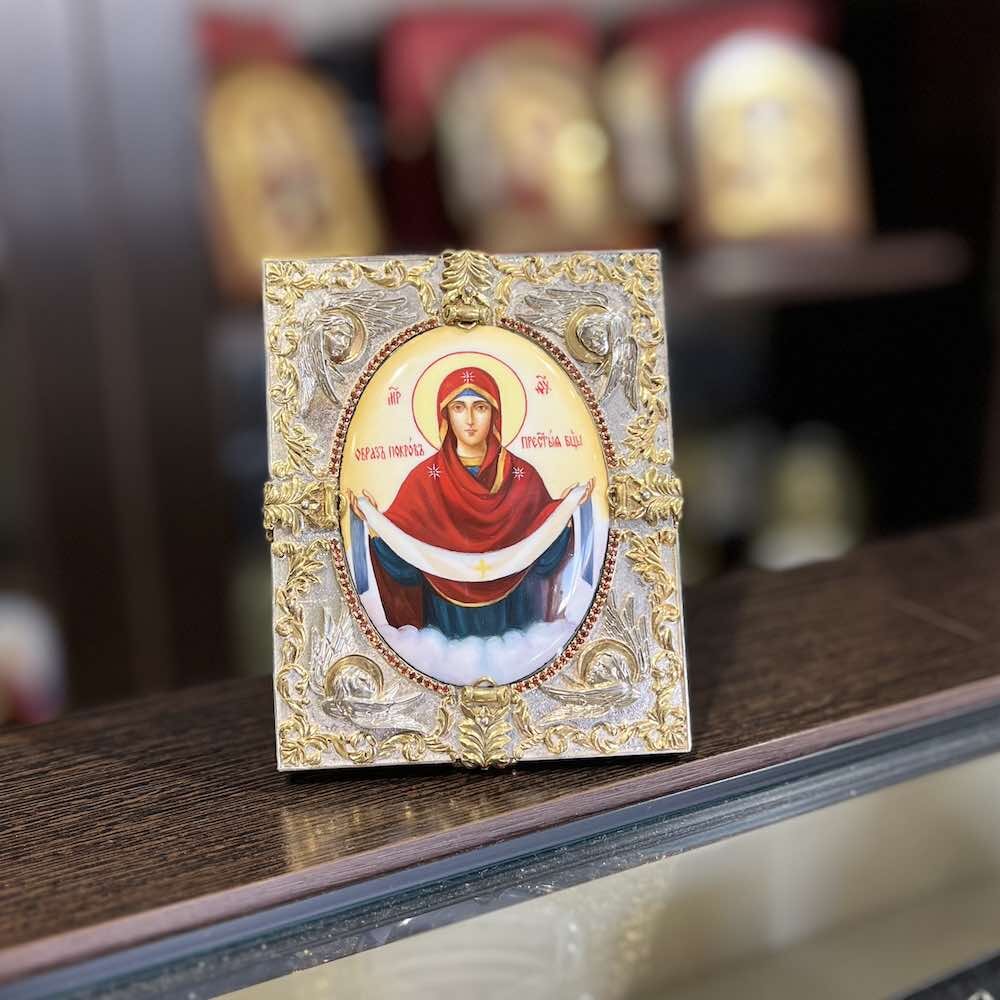 Купить Икона "Божия Матерь Покрова" эмаль финифть (20163)