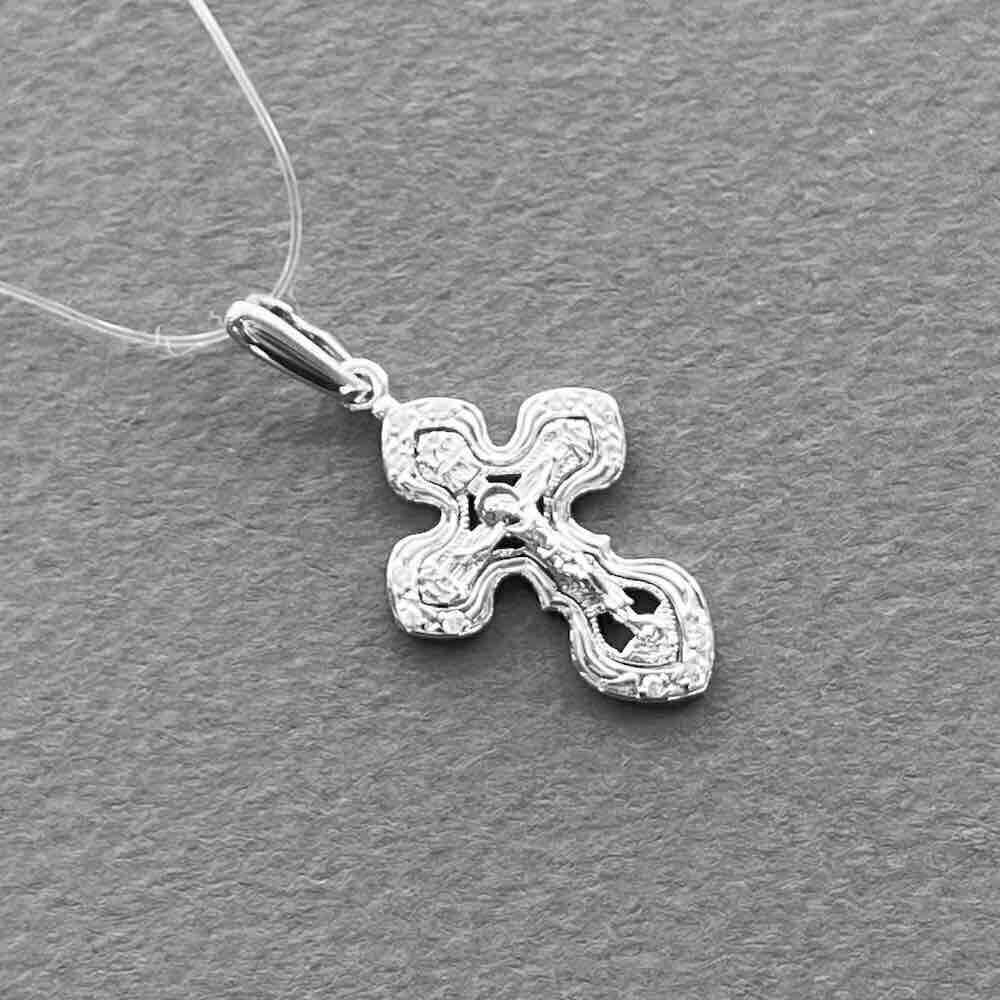 Купить Крест из белого золота "Спаси и Сохрани" с бриллиантами (41537)