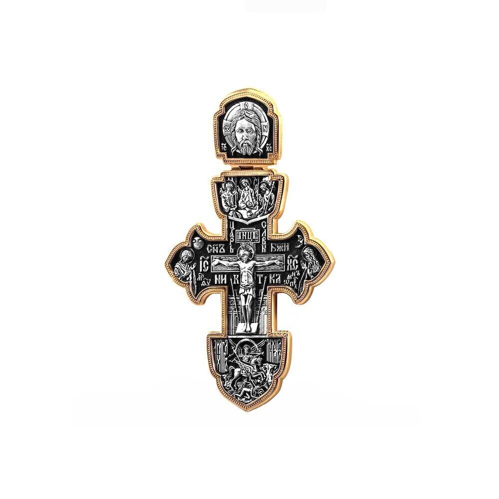 Купить Крест из серебра "Святые покровители" (42873)