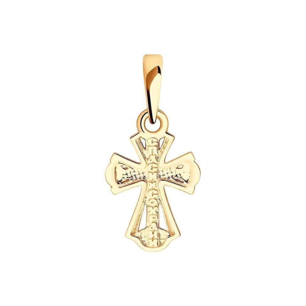 Купить Крест из красного золота "Спаси и Сохрани" (41565)