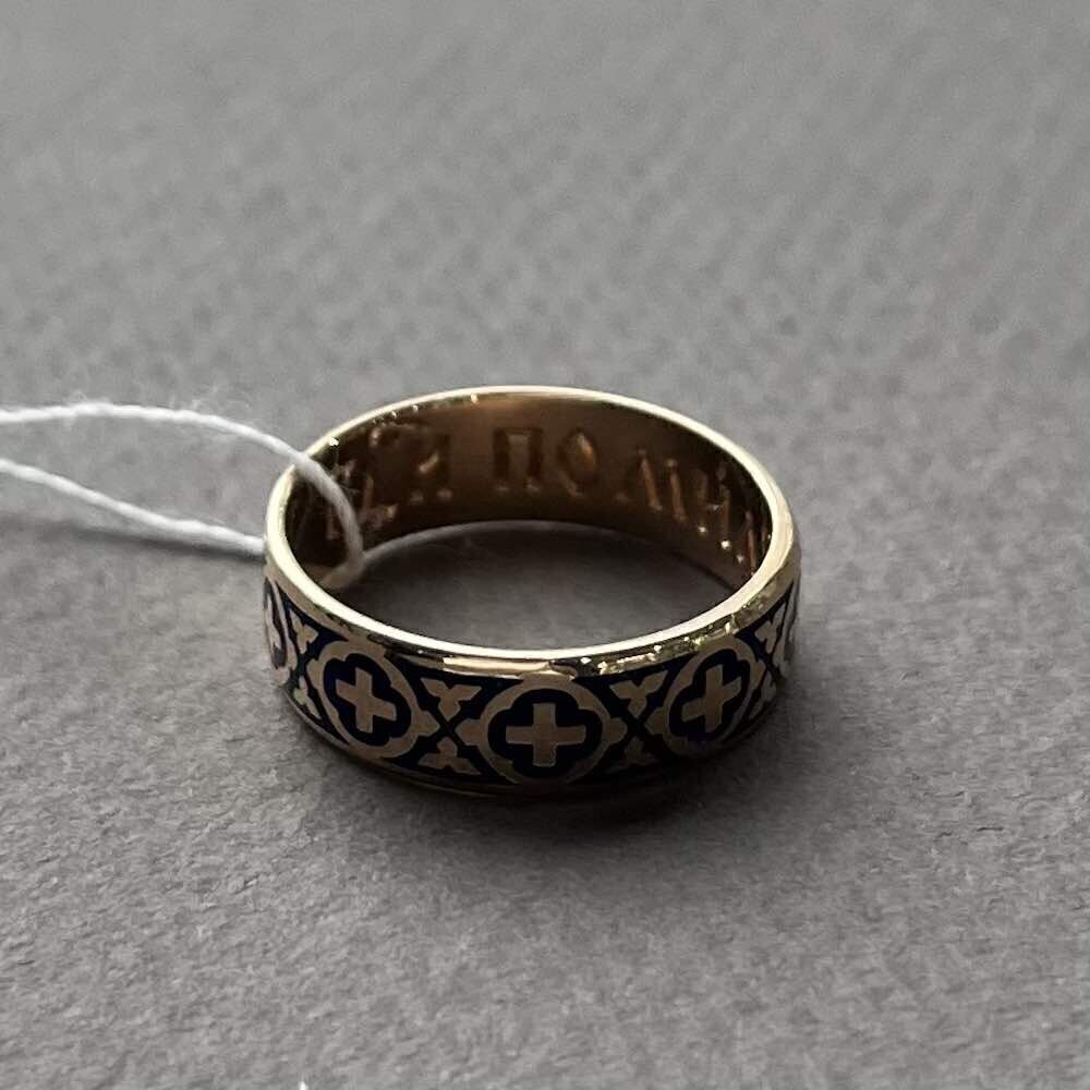 Купить Кольцо из красного золота "Господи, помилуй" с эмалью (31032)