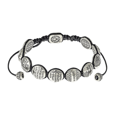 картинка Браслет из шнурка и серебра "10 заповедей" (12232) 