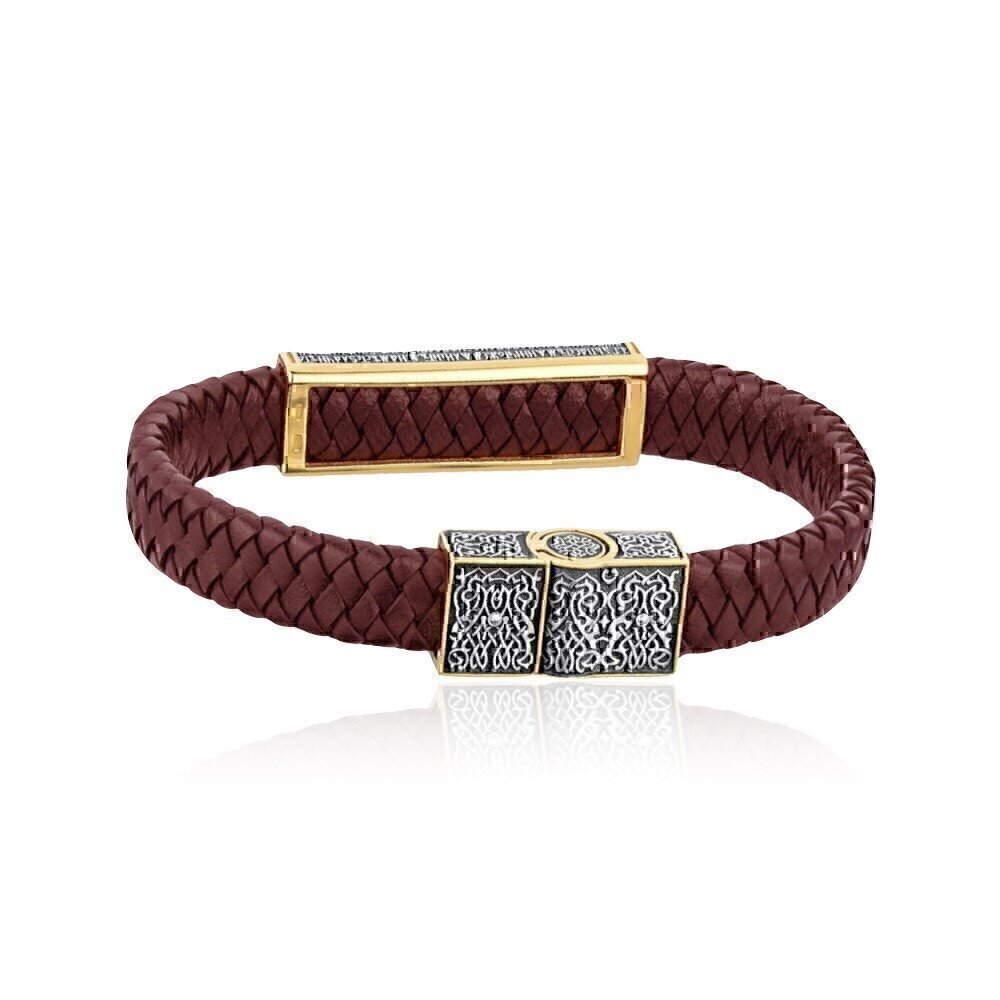 Купить Браслет из кожи и серебра "Псалом 22" (53474)