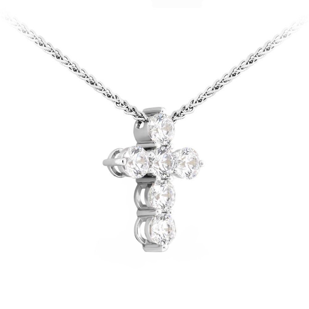 Купить Крест из серебра с фианитами на цепочке (42988)