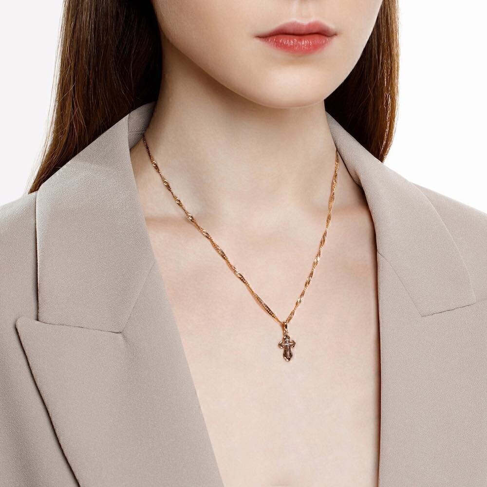 Купить Крест из красного золота "Спаси и Сохрани" (41568)