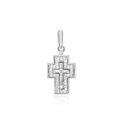 картинка Крест из белого золота с бриллиантами (20251) 