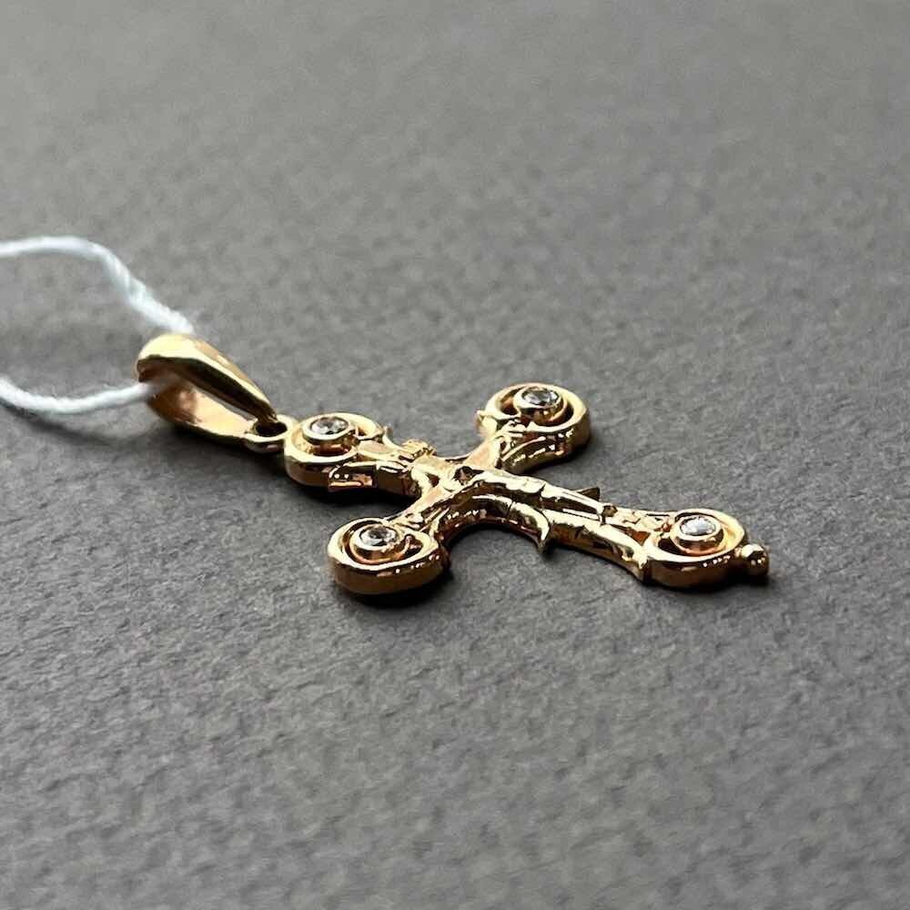 Купить Крест из красного золота "Спаси и Сохрани" с фианитами (41390)