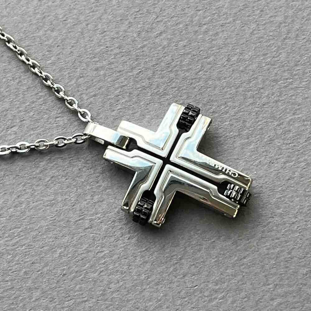 Купить Колье из стали с подвеской в виде креста с сапфиром (43008)