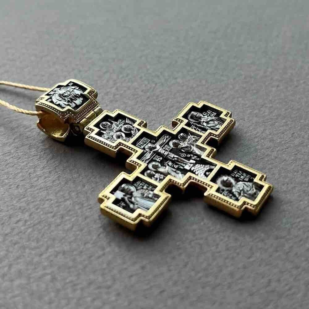 Купить Крест из серебра "Святые покровители" (42866)