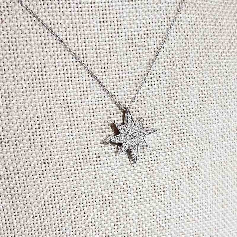 Купить Подвеска из белого золота "Вифлеемская звезда" с бриллиантами на цепочке (51014)