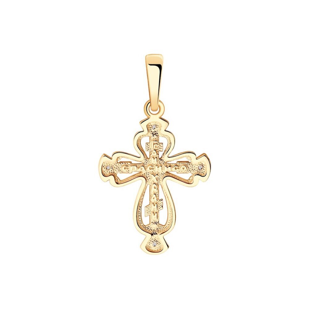 Купить Крест из красного золота "Спаси и Сохрани" с фианитами (41569)