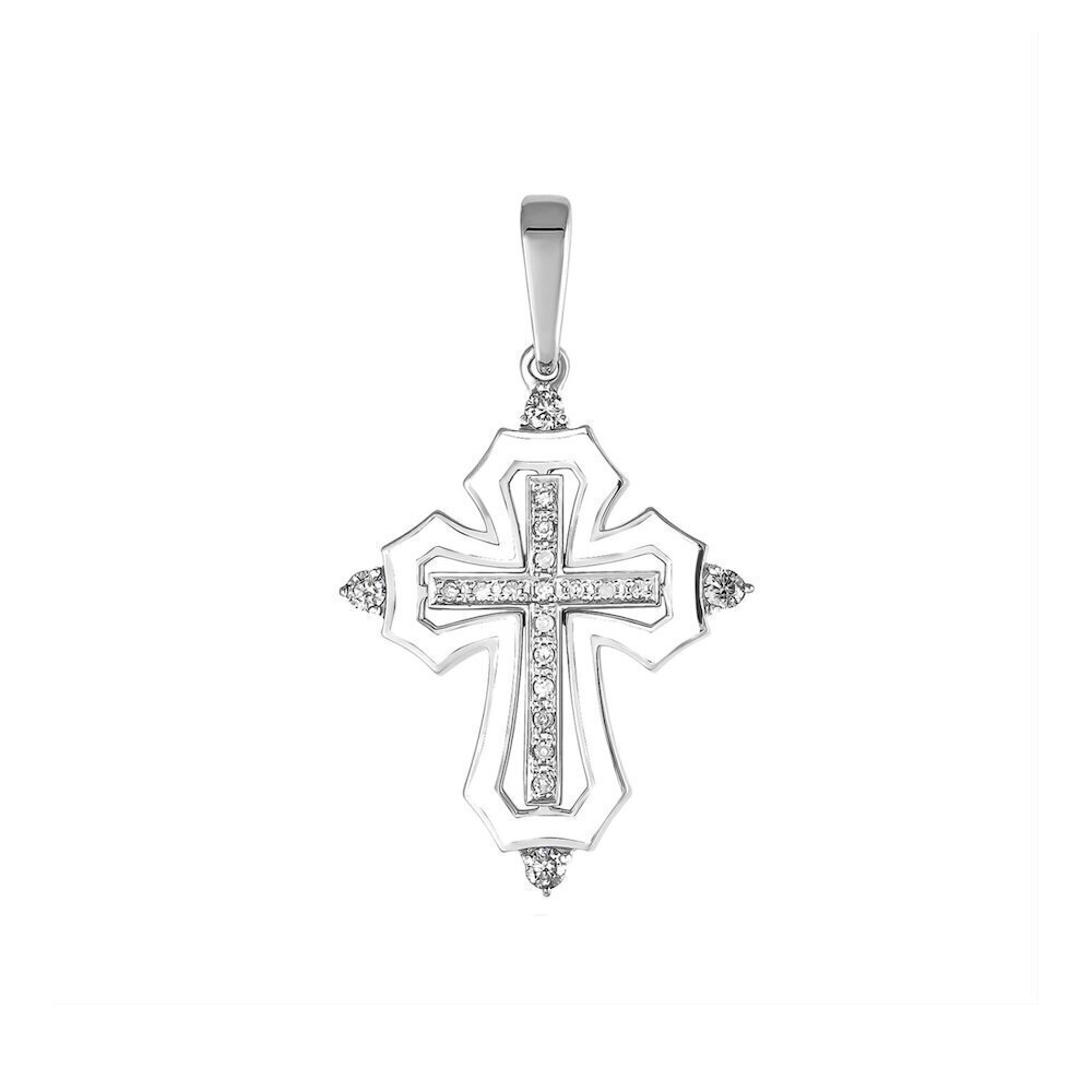 Купить Крест из серебра "Спаси и Сохрани" с эмалью и фианитами (42545)