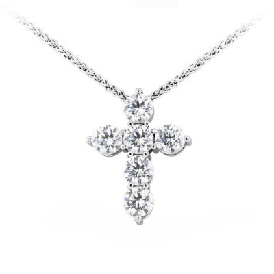 картинка Крест из серебра с фианитами на цепочке (42988) 