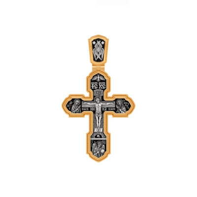 картинка Крест из серебра "Святые покровители" (42821) 