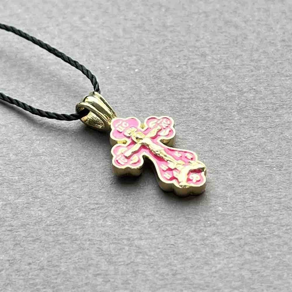 Купить Крест из желтого золота "Спаси и Сохрани" с эмалью (41498)