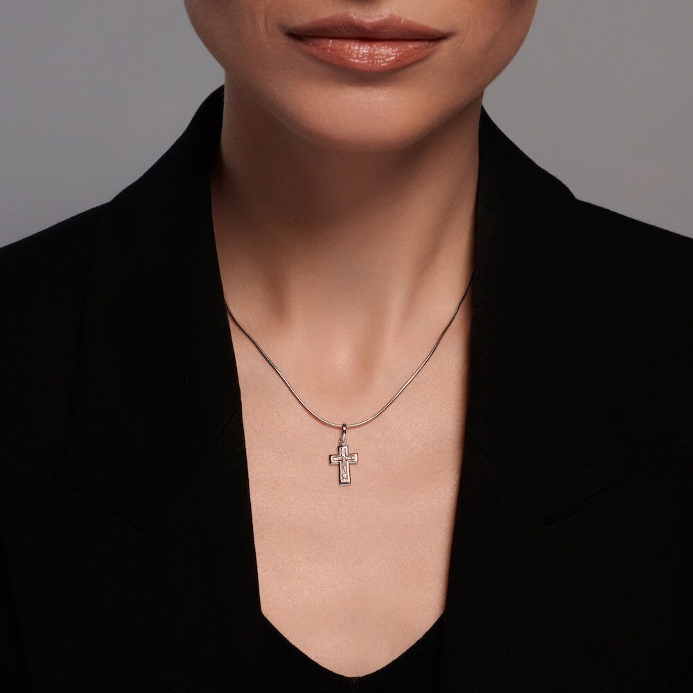 Купить Крест из белого золота "Спаси и Сохрани" (41423)