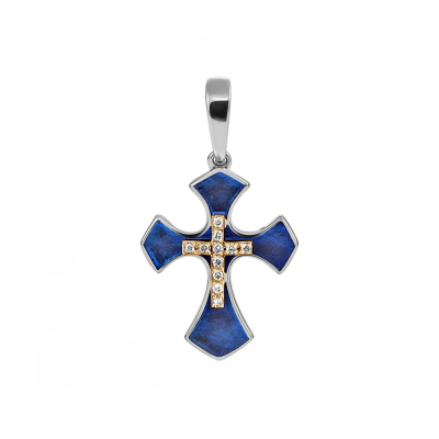 картинка Крест из серебра "Спаси и Сохрани" с бриллиантами (42765) 