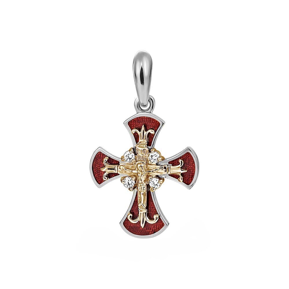 Купить Крест из серебра "Спаси и Сохрани" с бриллиантами (42769)