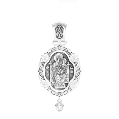 картинка Образ из серебра "Божия Матерь Всецарица" с фианитами (59303) 