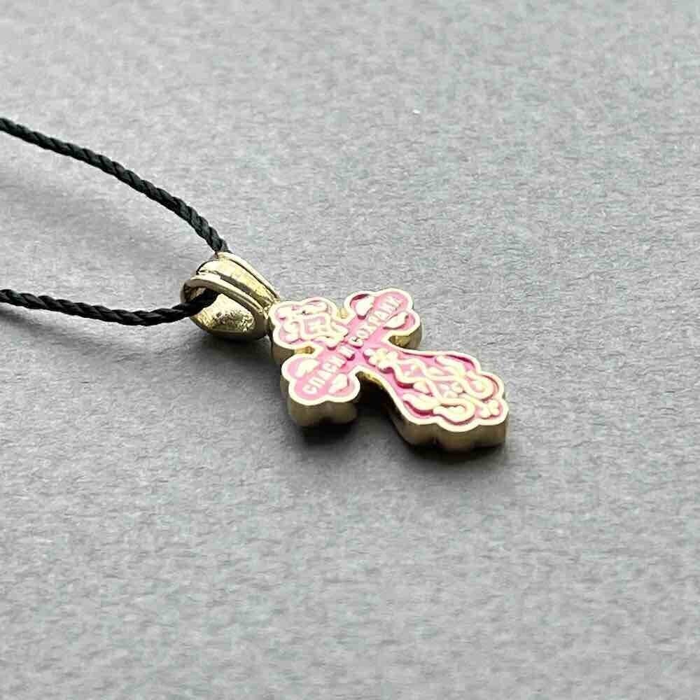 Купить Крест из желтого золота "Спаси и Сохрани" с эмалью (41498)