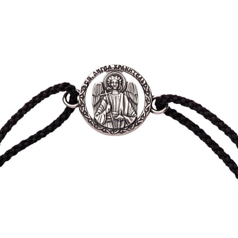 Купить Браслет из шнурка и серебра "Ангел Хранитель" (12266)